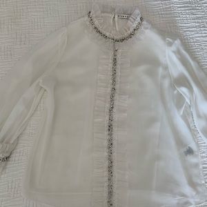 SOLD- Alice + Oliva. Mira blouse. Romantic white blouse with rhinestones.